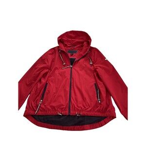 Tommy Hilfiger Nice Red Women’s Jacket Long Sleeve Sport Windbreaker , Size XL